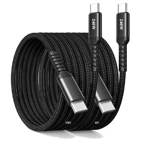 USB C to USB C Cable, 240w Type C Charger Fast Charging for iPhone 17 16 15 Pro Max Plus Air, Braided USB-C Cable for iPad Mini, Laptop Charge Cord for Macbook Neo Chromebook, Samsung S25 Black 6+10Ft in Saudi Arabia