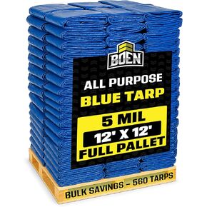Multi-Purpose Large Tarp Waterproof Cover | Blue, 10' x 12' 5 Mil Thick | Rip Proof Tarps | Thick Weave Material, UV Resistant Great for Tarpaulin Canopy Tent, Boat, RV or Pool Cover in Saudi Arabia
