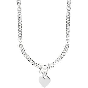 JewelryWeb 925 Sterling Silver Rhodium 6.0mm Rnd Cable Chain Love Heart Charm Toggle Clasp Necklace for Women and Men in Kuwait
