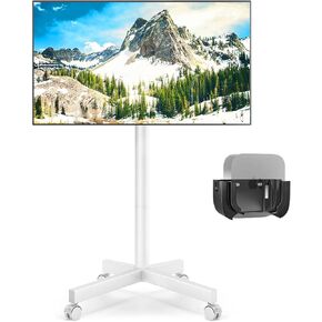 Mobile TV Cart Rolling Floor Stand with Apple TV/Roku Ultra Mount for 23-60 Inch LCD LED OLED 4K Smart TVs up to 88 lbs, Height Adjustable Outdoor Metal Trolley Stand and Tilt Mount for Home Office in Kuwait