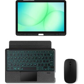 حافظة لوحة مفاتيح مقسمة لجهاز Samsung Galaxy Tab A9+ / Plus SM-X210/X216B/X218 حافظة مقاس 11 بوصة ولوحة مفاتيح ذكية ولوحة لمس مغناطيسية قابلة للفصل، اتصال بلوتوث، ماوس مجاني (أسود) in Kuwait