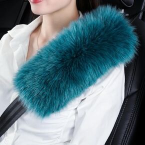 Long Wool Fluffy Sheepskin Seat Belt Covers, Fuzzy Seatbelt Pads for Adults Kids Women Universal Car 2 Pack (Black) in Kuwait