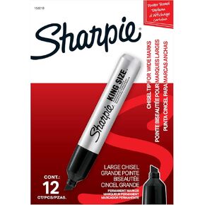 Sharpie King Size Permanent Marker Set, Chisel Tip Markers, Thick Poster Markers, Heavy Duty Markers For Work & Industrial Use, 12 Count in Kuwait