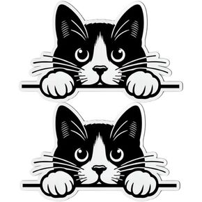 Peeking Sneaky Cat Stickers – Set of 2 | 5" Funny Waterproof Vinyl Decals for Car Windows, Laptops, Yeti Cups, Coolers & Walls | Black Peeking Sticker for Cat Lovers in Saudi Arabia