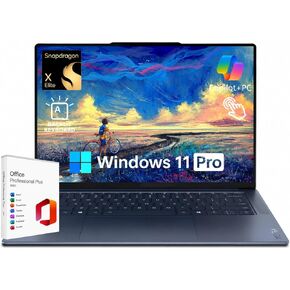 كمبيوتر محمول Lenovo Yoga Slim 7X AI PC، شاشة 14.5 بوصة 3K OLED 90 هرتز تعمل باللمس، Snapdragon X Elite 12-Core 45 Tops NPU، 16 جيجابايت LPDDR5X، 1 تيرابايت SSD، Win 11 Pro، WiFi 7، لوحة مفاتيح بإضاءة خلفية، كاميرا FHD IR مع مصراع إلكتروني in Kuwait