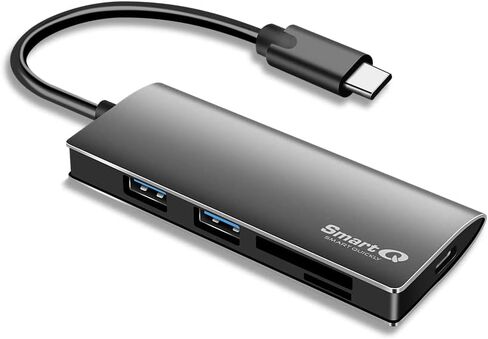 قارئ SmartQ USB من الألومنيوم 2 في 1 USB A Hub، وقارئ بطاقات microSD وSD، USB 3.0 - متوافق مع 2020/2019 MacBook Pro، 2020 MacBook Air (رمادي فضائي) (USB A) in Kuwait