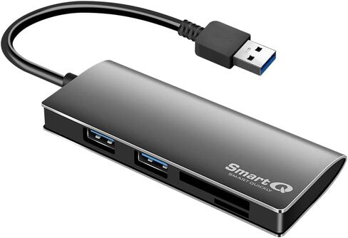 قارئ SmartQ USB من الألومنيوم 2 في 1 USB A Hub، وقارئ بطاقات microSD وSD، USB 3.0 - متوافق مع 2020/2019 MacBook Pro، 2020 MacBook Air (رمادي فضائي) (USB A) in Kuwait