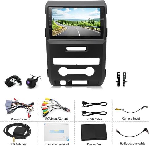 9 Inch Touchscreen for Ford F150 2009-2014 Wireless Carplay Android Car Stereo Support Wireless Android Auto with WiFi GPS Navigation AHD Backup Camera FM RDS Radio Receiver EQ SWC 2G+64G in Kuwait
