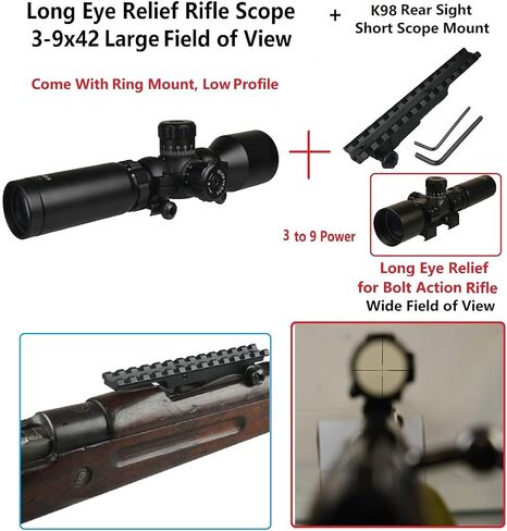 TWP Wide Angle 3-9x42 Long Eye Relief Scout Scope Rings and Combo with K98 Rear Sight Mount in Kuwait