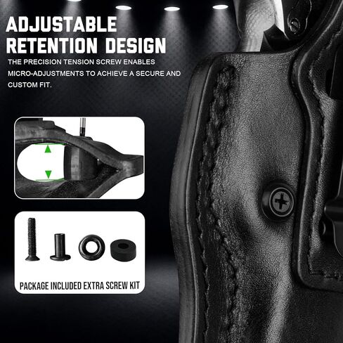 Leather Holster for 1911 5", 4.25" & 4" Barrel with Rail and No Rail – IWB and OWB Convertible, Optic-Ready, Compatible with Kimber, Colt, Tisas, S&W, Springfield, Ruger & More, Ambidextrous, Black in Kuwait