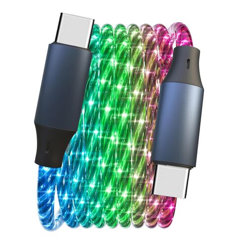 10FT Type C LED Light Up Charging Cable 66W Starry USB C to C Charger Compatible with iPhone 17/16/15/Samsung Galaxy S23 S22 More in Kuwait