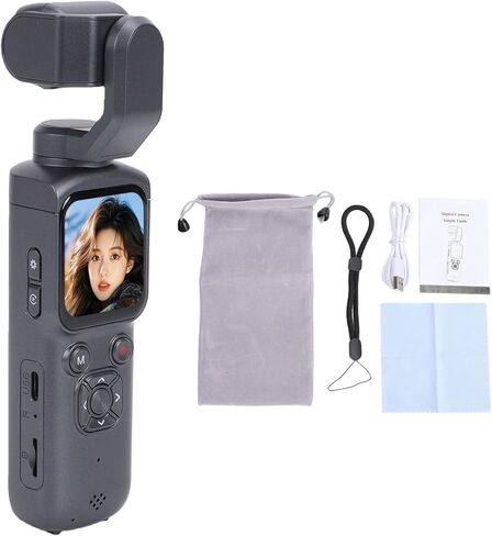 Tangxi 4K Pockets Vlogging Camera with WiFi, Handheld Video Camcorder with Audio & Video Recording, 330 Rotating Lens, Loop Recording, 1.72inch Touchscreen in Kuwait