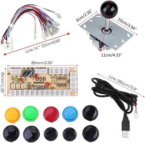 مجموعة DIY مع أزرار وعصا تحكم بدون تأخير، ومكونات بلاستيكية ومعدنية لـ Fight Stick Mame in Kuwait