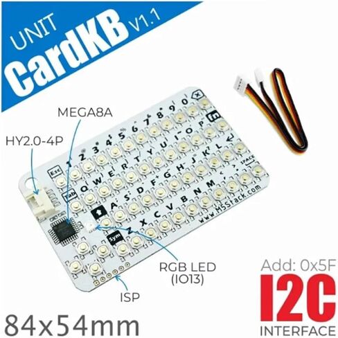 HTLNUZD M5Stack CardKB V1.1 Mini 50-Key QWERTY Keyboard Unit | ATMega8A MCU, I2C, RGB LED, Programmable for UIFlow in Kuwait