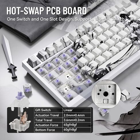 ATTACK SHARK X820ULTRA Wireless Gaming Mechanical Keyboard with TFT Smart Display&Knob,Side Printed PBT,Gasket Mounted 75% TKL Keyboard,BT5.0/2.4GHz/USB-C,RGB Black Warrior in Kuwait