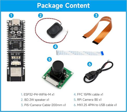 لوحة تطوير ESP32-P4-WIFI6 مع رأس ملحوم مسبقًا، استنادًا إلى ESP32-P4 وESP32-C6، تدعم Wi-Fi 6 وBLE 5، وتدعم تفاعل الكلام AI (مع كاميرا ومكبر صوت OV5647، 6 عناصر) in Kuwait