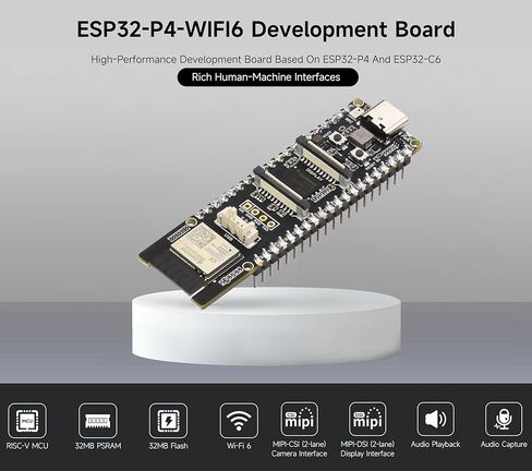 لوحة تطوير ESP32-P4-WIFI6 مع رأس ملحوم مسبقًا، استنادًا إلى ESP32-P4 وESP32-C6، تدعم Wi-Fi 6 وBLE 5، وتدعم تفاعل الكلام AI (مع كاميرا ومكبر صوت OV5647، 6 عناصر) in Kuwait
