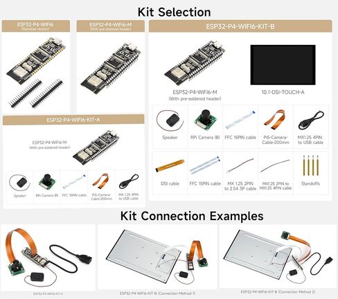 لوحة تطوير ESP32-P4-WIFI6 مع رأس ملحوم مسبقًا، استنادًا إلى ESP32-P4 وESP32-C6، تدعم Wi-Fi 6 وBLE 5، وتدعم تفاعل الكلام AI (مع كاميرا ومكبر صوت OV5647، 6 عناصر) in Kuwait