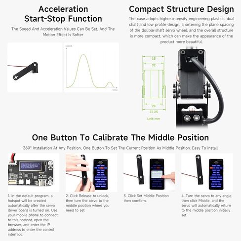 Waveshare ST3215 Series Serial Bus Servo, High Precision and Torque, with Programmable 360 Degrees Magnetic Encoder, Two-Way Feedback, Servo/Motor Mode Switchable, 19.5kg.cm@7.4V Torque in Kuwait