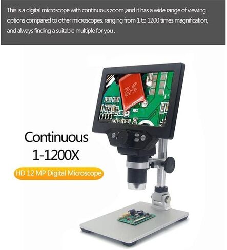 Microscope Kit 1200X Microscope Electronic Video Microscope 7inch LCD 12MP Phone Repair Magnifier Microscope Slides in Kuwait