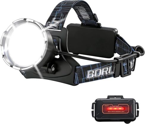 BORUIT B10 مصباح أمامي قابل لإعادة الشحن فائق السطوع 100000 لومن - 4 أوضاع LED مصباح رأس USB مقاوم للماء مناسب للبالغين للصيد والصيد والتخييم والمشي لمسافات طويلة في الهواء الطلق in Kuwait