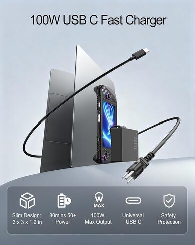 شاحن USB C بقوة 100 واط متوافق مع ASUS ROG Flow X16 X13 Z13 وROG Ally X Z1 وVivobook وZenbook وExpertBook وZephyrus وROG Strix وTUF وChromebook ومحول طاقة الكمبيوتر المحمول من النوع C in Kuwait