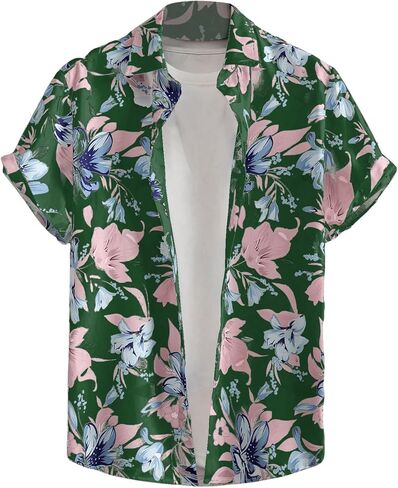 OYOANGLE Men's Short Sleeve Hawaiian Shirt Paisley Print Casual Button Down Aloha Shirt in Kuwait
