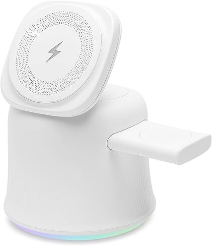 2026 3 in 1 Wireless Charging Station for Apple MagSafe Charger, 15W Fast Magnetic MagSafe Charger Stand for iPhone 17 16 15 14 13 12 Apple Watch AirPods Series (White), Gifts for Men in Kuwait