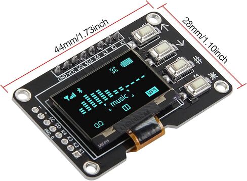 2pcs 0.96 inch OLED IIC 12864 OLED Display with 4x4 Key I2C SSD1315 LCD Screen Board for Arduino(Blue) in Kuwait