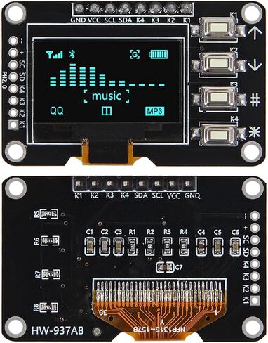 2pcs 0.96 inch OLED IIC 12864 OLED Display with 4x4 Key I2C SSD1315 LCD Screen Board for Arduino(Blue) in Kuwait