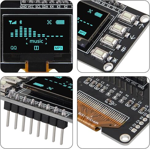 2pcs 0.96 inch OLED IIC 12864 OLED Display with 4x4 Key I2C SSD1315 LCD Screen Board for Arduino(Blue) in Kuwait