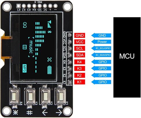 2pcs 0.96 inch OLED IIC 12864 OLED Display with 4x4 Key I2C SSD1315 LCD Screen Board for Arduino(Blue) in Kuwait