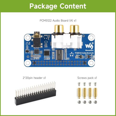 Waveshare PCM5122 Hi-Fi I2S DAC Audio Board for Raspberry Pi, Compatible with 40-Pin GPIO Header, Stereo Encoding/Decoding, Supports Audio Playback in Kuwait