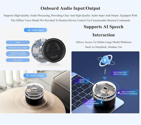 ESP32-S3 AI Smart Speaker Development Board, Dual Microphones, Noise Reduction&Echo Cancellation, RGB Lighting, ESP32 Audio, Support Connect External Displays & Cameras, Support AI Speech Interaction in Kuwait