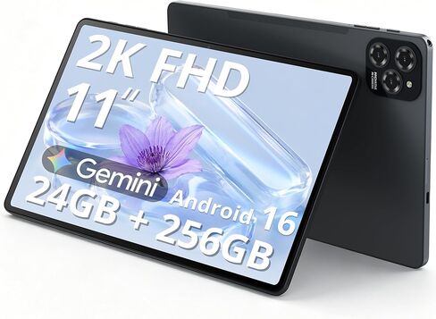 تابلت 2K 11 بوصة Android 16، ذاكرة وصول عشوائي 24 جيجابايت، ذاكرة تخزين داخلية 256 جيجابايت، توسيع 1 تيرابايت، شاشة FHD 1920 × 1200 معتمدة من TUV، بطارية 8000 مللي أمبير في الساعة مع ثماني النواة، كمبيوتر لوحي للألعاب مع فتحة لبطاقة Sim للبالغين والأطفال in Kuwait