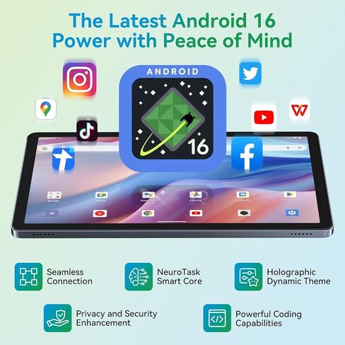تابلت 2K 11 بوصة Android 16، ذاكرة وصول عشوائي 24 جيجابايت، ذاكرة تخزين داخلية 256 جيجابايت، توسيع 1 تيرابايت، شاشة FHD 1920 × 1200 معتمدة من TUV، بطارية 8000 مللي أمبير في الساعة مع ثماني النواة، كمبيوتر لوحي للألعاب مع فتحة لبطاقة Sim للبالغين والأطفال in Kuwait