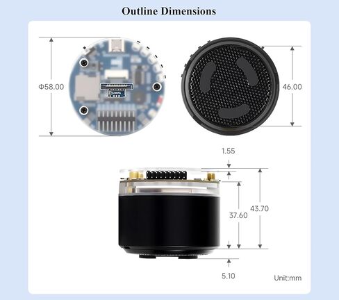 ESP32-S3 AI Smart Speaker Development Board, Dual Microphones, Noise Reduction&Echo Cancellation, RGB Lighting, ESP32 Audio, Support Connect External Displays & Cameras, Support AI Speech Interaction in Kuwait