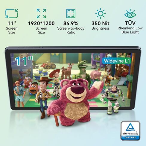 تابلت 2K 11 بوصة Android 16، ذاكرة وصول عشوائي 24 جيجابايت، ذاكرة تخزين داخلية 256 جيجابايت، توسيع 1 تيرابايت، شاشة FHD 1920 × 1200 معتمدة من TUV، بطارية 8000 مللي أمبير في الساعة مع ثماني النواة، كمبيوتر لوحي للألعاب مع فتحة لبطاقة Sim للبالغين والأطفال in Kuwait