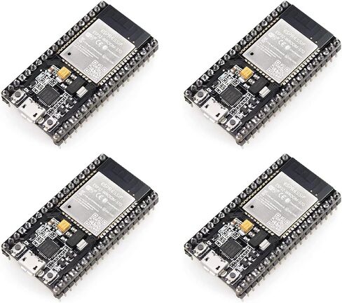 4 حزم لوحات تطوير ESP-WROOM-32 وESP32 ESP-32S: واي فاي ثنائي الوضع بتردد 2.4 جيجا هرتز + بلوتوث ثنائي النواة، مع هوائي مدمج، وRF AMP، ومرشح، ودعم أوضاع AP/STA. in Kuwait