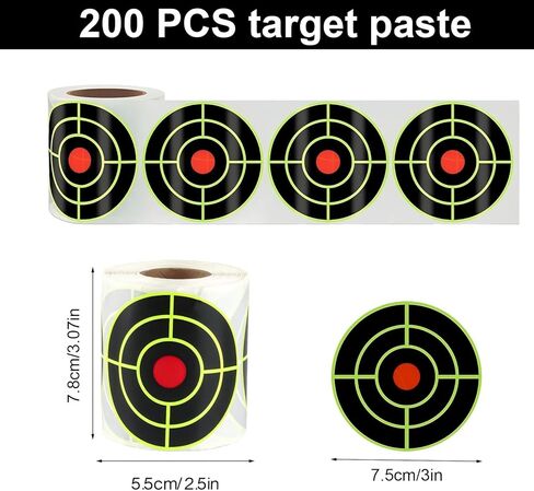 3 Inch Splatter Targets for Shooting Range Targets, 2 Roll/100 Pcs Shooting Splatter Target Stickers, Self Adhesive Target Reactive Paper Sticker for Archery Bow Practice in Kuwait