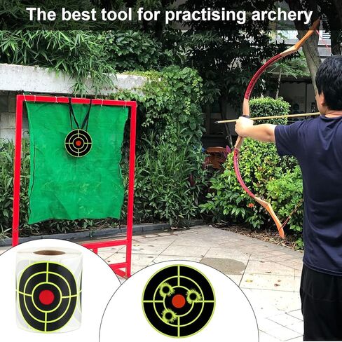 3 Inch Splatter Targets for Shooting Range Targets, 2 Roll/100 Pcs Shooting Splatter Target Stickers, Self Adhesive Target Reactive Paper Sticker for Archery Bow Practice in Kuwait