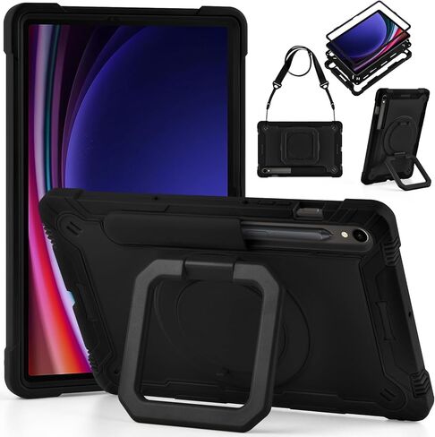حافظة DETUOSI لهاتف Samsung Galaxy Tab S10 Lite/ S10 FE/ S9 FE 10.9 بوصة/ S9 11 بوصة، غطاء مقاوم للصدمات مع حامل قابل للدوران 360 درجة وحزام كتف، حافظة شديدة التحمل لهاتف Galaxy S10 Lite، أحمر وردي مموه in Kuwait
