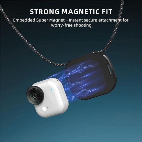 قلادة مغناطيسية متوافقة مع كاميرا Insta360 GO Ultra Action، حامل رقبة مغناطيسي على الصدر وحزام قلادة وحبل أمان سريع الفك يتصاعد على الجسم وحامل POV Selfie مرفق ملحقات in Kuwait
