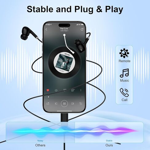 سماعات أذن سلكية USB C لهاتف Samsung Galaxy A17 A37 A16 A15 A36 S26 Ultra S25 S24 S23 S22 سماعة أذن من النوع C مع ميكروفون لإلغاء الضوضاء لهاتف iPhone 17 Pro Max 17e 16 15 in Kuwait