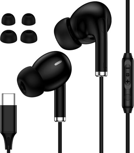 USB C Samsung Headphone Wired Ear Buds for Samsung Galaxy A17 A37 A16 A15 A36 S26 Ultra S25 S24 S23 S22 Braided in-Ear Type C Earphone with Mic Noise Canceling Earbuds for iPhone 17 Pro Max 17e 16 15 in Kuwait