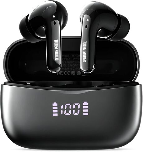 Transformers Wireless Earbuds Bluetooth 5.4 with Low Latency Gaming Mode, 38H Playtime, Noise Cancelling Headphones with Mic, LED Display, Hi-Fi Stereo Sound for iPhone Android (Bumblebee Black) in Kuwait