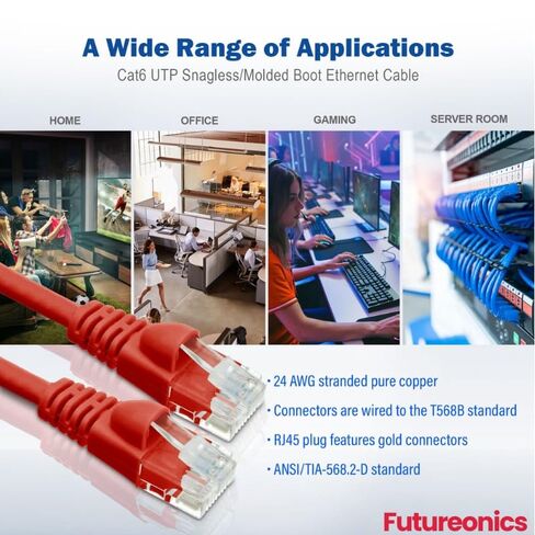 (حزمة واحدة كابل إيثرنت Cat 6 بطول 50 قدمًا أحمر UTP تمهيد 50 قدمًا كبل شبكة كمبيوتر وكابل الإنترنت وكابل Cat 6 in Kuwait