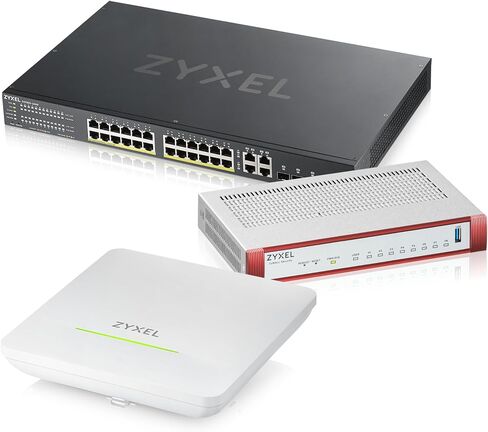 Zyxel USGFLEX200H Starter Kit، نقطة وصول WiFi 7 BE6500، 24 منفذ PoE+ مفتاح ذكي، جدار حماية UTM بسرعة 6.5 جيجابت في الثانية مع حزمة أمان ذهبية، شبكة إدارة سحابية عالية الأداء للمكاتب حتى 1 in Kuwait