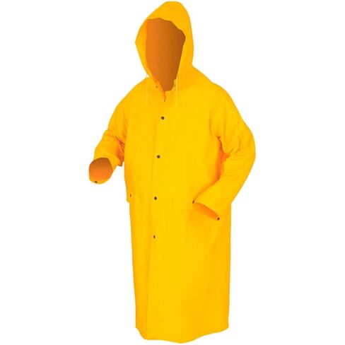 MCR Safety 200CL 49-Inch Classic PVC/Polyester Coat with Detachable Hood, Yellow, Large in Saudi Arabia