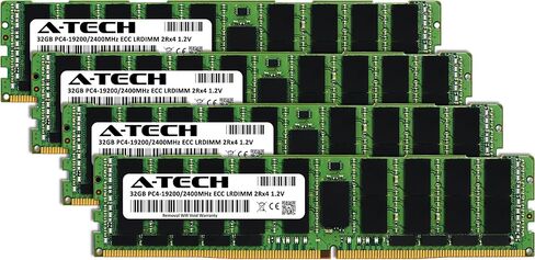 A-Tech 128GB Kit (4x32GB) RAM for Dell PowerEdge C4130, C6320, FC430, R630XL, R640, R730xd XL, R730XL, R740xd, R840, R940 | DDR4 2400MHz PC4-19200 ECC LRDIMM 2Rx4 Load Reduced Server Memory Upgrade in Kuwait